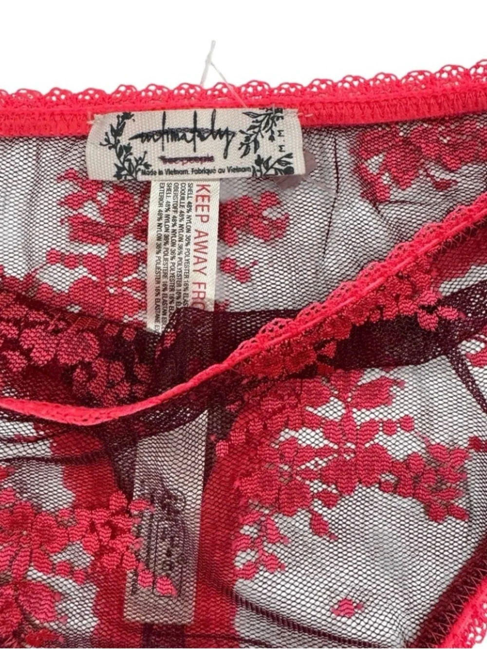 NWOT IFREE PEOPLE Intimately Sexy Sheer Black Hot Pink Thong Medium